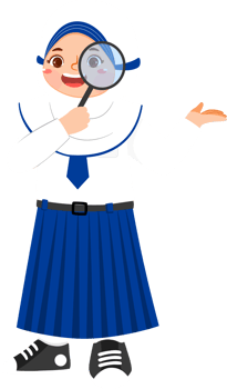 Hijab Girl Junior High School Student with Magnifying Glass png
