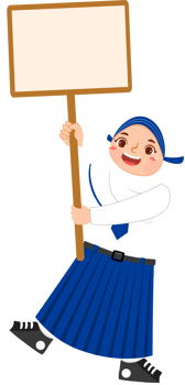 Hijab Girl Junior High School Student Holding Banner png