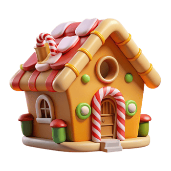 stunning rustic magnificent artistic A whimsical gingerbread house, candy cane columns, frosting roof, bright cheerful colors, storybook illustration, detailed genuine png