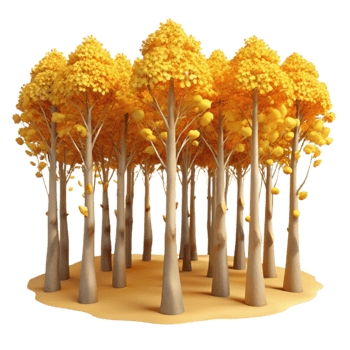 wonderful classic magnificent minimalist A grove of aspen trees with golden leaves in autumn, warm sunlight, impressionistic style professional genuine png