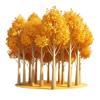 serene minimalist impressive modern A grove of aspen trees with golden leaves in autumn, warm sunlight, impressionistic style authentic detailed png