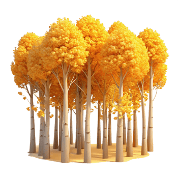 wonderful rustic vibrant creative A grove of aspen trees with golden leaves in autumn, warm sunlight, impressionistic style detailed 4K png