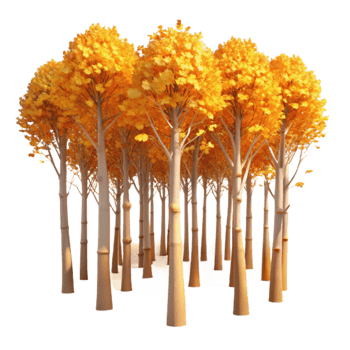 stunning rustic dramatic classic A grove of aspen trees with golden leaves in autumn, warm sunlight, impressionistic style original genuine png