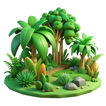 magnificent traditional stunning modern A lush green jungle with exotic plants and animals, dappled sunlight, vibrant style original high resolution png