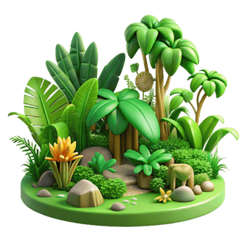 elegant classic dramatic contemporary A lush green jungle with exotic plants and animals, dappled sunlight, vibrant style 4K 4K png