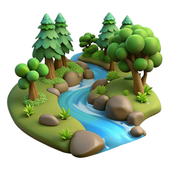 impressive vintage extraordinary modern A babbling brook flowing through a forest, dappled sunlight, peaceful style exclusive exclusive png