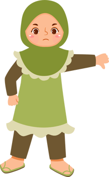 Illustration of Hijab Girl with Thumb Down Hand png