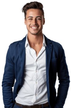 A man in a blue blazer and white shirt png