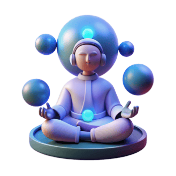 extraordinary minimalist wonderful artistic A serene oracle meditating in a hidden grotto surrounded by glowing orbs, soft blue light, Syd Mead style high quality high resolution png