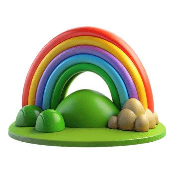 extraordinary modern elegant abstract A rainbow arching over a green valley, vibrant colors, dramatic lighting high resolution authentic png