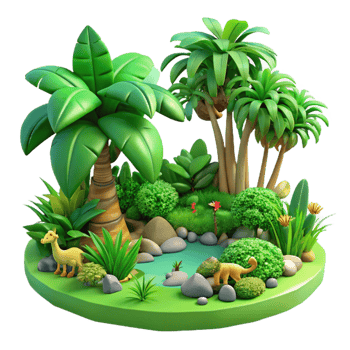 magnificent minimalist stunning classic A lush green jungle with exotic plants and animals, vibrant colors, tropical atmosphere premium premium png