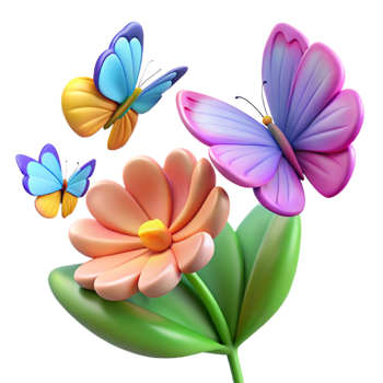 elegant creative dramatic minimalist A group of butterflies fluttering around a flower, vibrant colors, soft focus background exclusive high resolution png