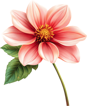 A captivating close-up of a pink dahlia in full bloom with yellow pistils radiating beauty and floral elegance png
