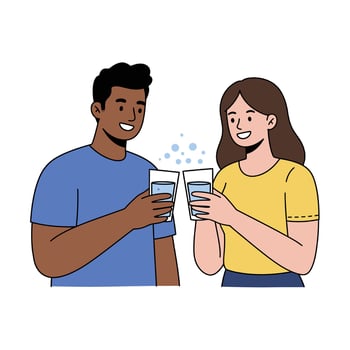 A man and woman holding glasses of water vector
