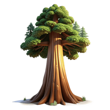 elegant contemporary magnificent artistic A giant sequoia tree in a redwood forest, dappled sunlight, mystical atmosphere, fantasy art style professional original png