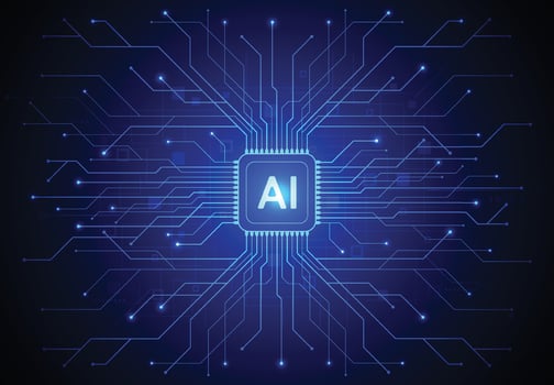 Artificial intelligence chipset on circuit board in futuristic concept technology artwork for web, banner vector