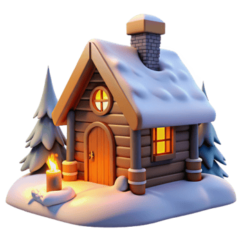vibrant contemporary vibrant contemporary A cozy cabin in the snowy mountains, warm firelight, rustic, illustration, detailed exclusive png
