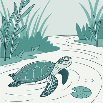 Bright Pond Turtle Artwork for Kids and Decor vector