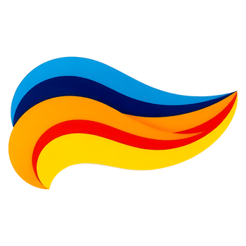 a colorful wave logo with a blue, red and yellow wave png