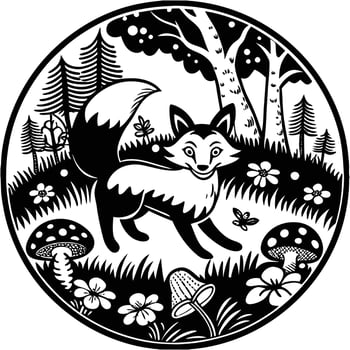 fox silhouettes in the forrest vector