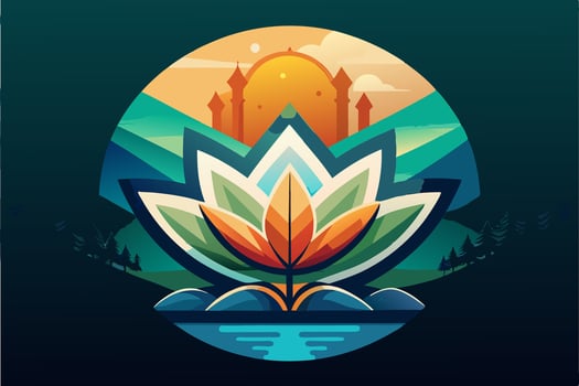 The lotus flower is shown in a colorful illustration vector