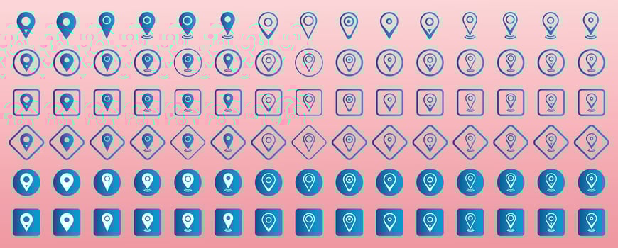 Pin location icons, pointer symbol locator icon, map address location markers, gps point symbol, marker pin navigation, Set of location pin icons. location icon line art design. Illustration vector