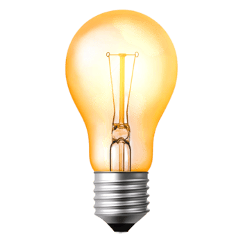 Vintage Style Light Bulb Glowing Warmly in Bright Orange Hue png