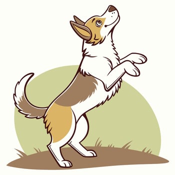 Adorable Cartoon Dog Standing on Hind Legs Cute Pet Illustration vector
