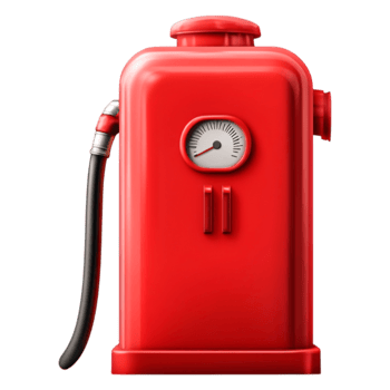 Vintage Red Fuel Canister with Gauge and Hose for Classic Car Enthusiasts png