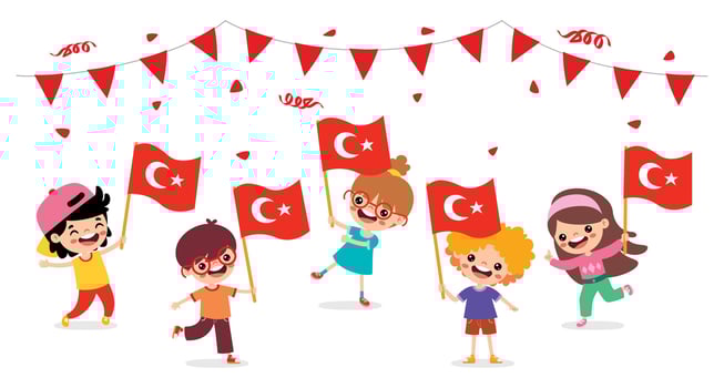 Children Holding Turkey Flag vector