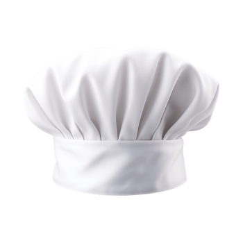 A perfect white chef hat isolated on transparent background png
