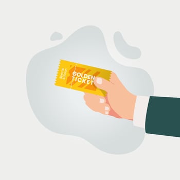 Hand holding golden ticket special edition illustration vector