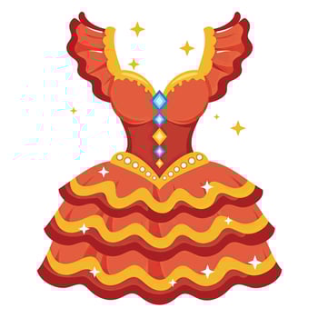 A red dress with gold trim and stars vector