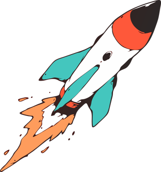 Cartoon Rocket Launching, Colorful, Adventure Concept png
