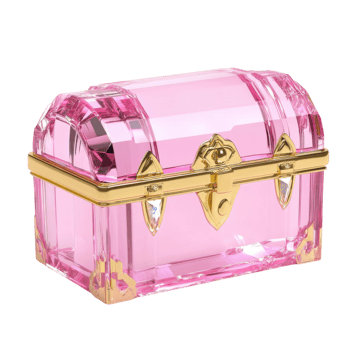 Pink Crystal Treasure Chest on transparent background. png