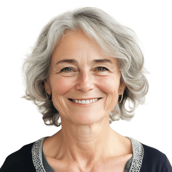 Smiling Elderly Woman Portrait on transparent background. png