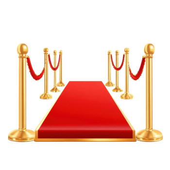 Red Carpet Golden Barriers Event on transparent background. png