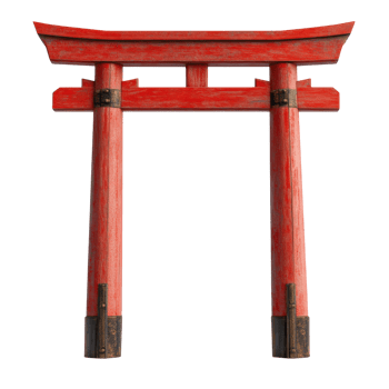 Red Wooden Torii Gate Shrine on transparent background. png