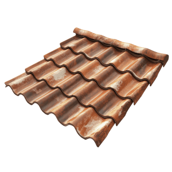 Rooftop Tiles 3D White Background on transparent background. png