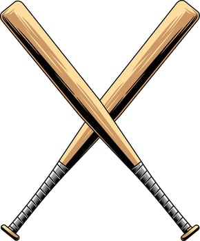 Crossed Baseball Bats Illustration With Classic Wooden Design vector