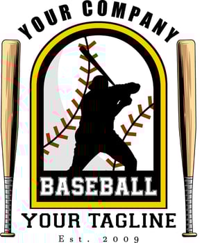 Baseball Logo Design Template With Batter Silhouette, Bats, And Text Elements vector