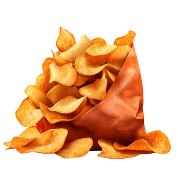 Golden Fried Potato Chips Packet Transparent Background png