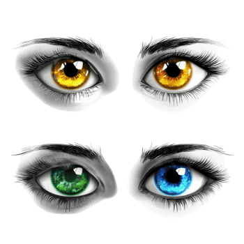 Multicolored Eyes Set on White on transparent background. png