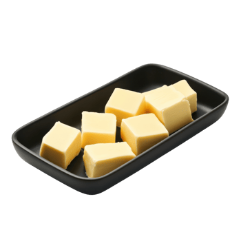 Fresh Butter in Tray White Background on transparent background. png
