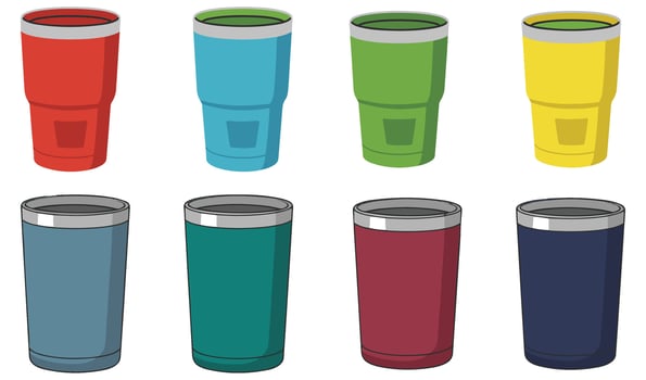 Professional Yeti Rumble Coffee Cup Set Illustration Ideal for Advertising Marketing Materials and Promotional Beverage Branding vector