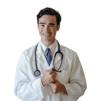 A male doctor in a white coat and tie png