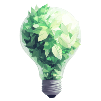 Green Leaf Lamp Light Bulb on transparent background. png