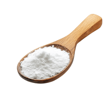 White Powder in Wooden Spoon on transparent background. png