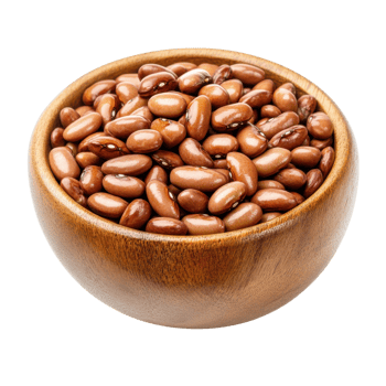 Wooden Bowl Pinto Beans White on transparent background. png