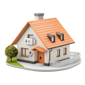 Secure Smart Home 3D Model on transparent background. png